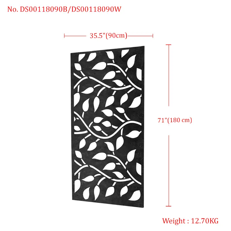 Black Aluminium Botanical Decorative Screen – Durable Weather-Resistant for Home & Garden